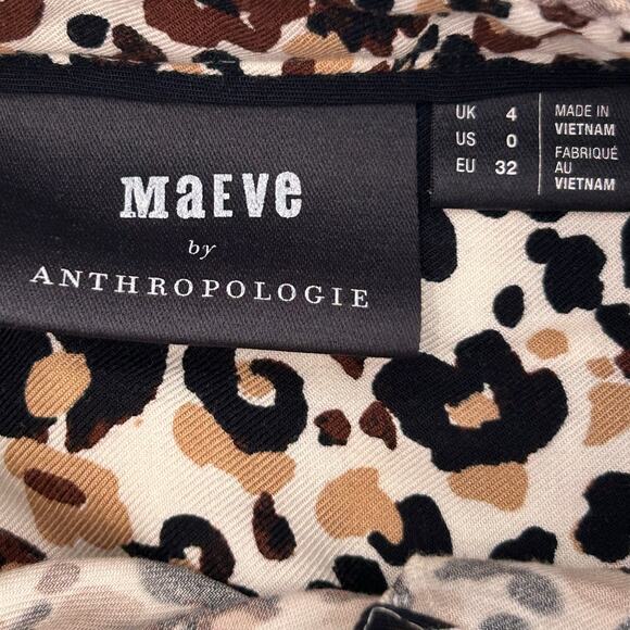 Anthropologie Maeve Katia Ruffled Collar Button Down Shirt Black Brown Sz 0 - Picture 9 of 11